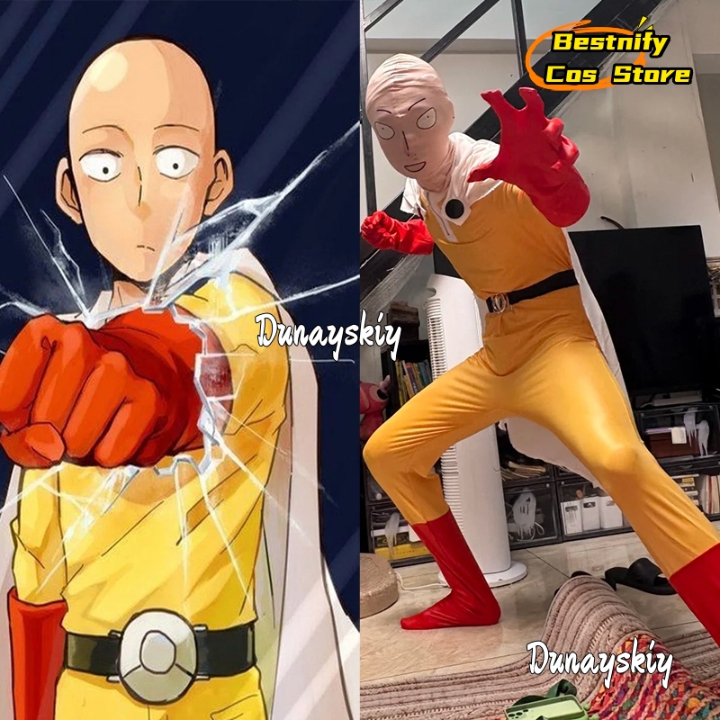 Women'S Red Accessories - Saitama MAN Cosplay Jumpsuit Costume {Bestnify