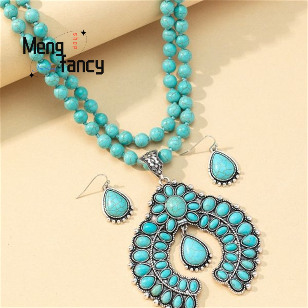 Retro Three-Layer Flower Earri - Layered Necklace Set recension och pris