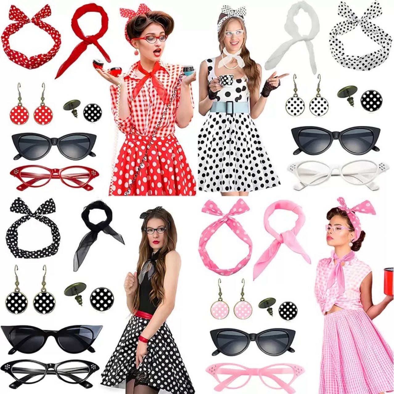 1950s Retro Party Cosplay Dres - Women'S Accessories In The 1950S recension och pris