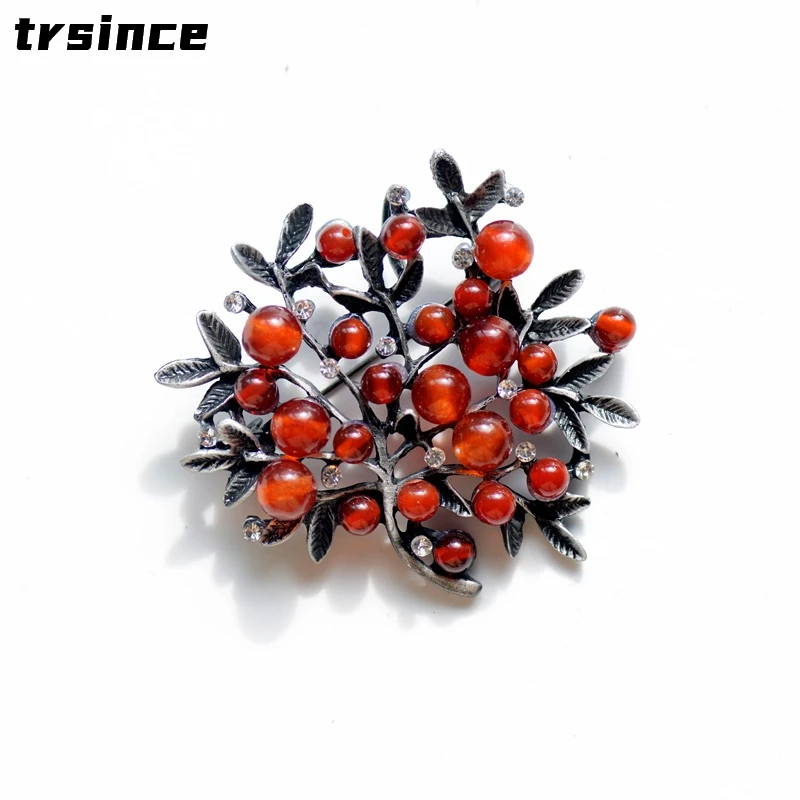 Red Rhinestone Trees Brooch Na - Women Accessories Bouquet recension och pris