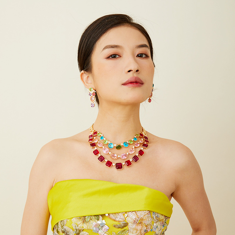Europe America Style Earrings  - Layered Necklace Set recension och pris