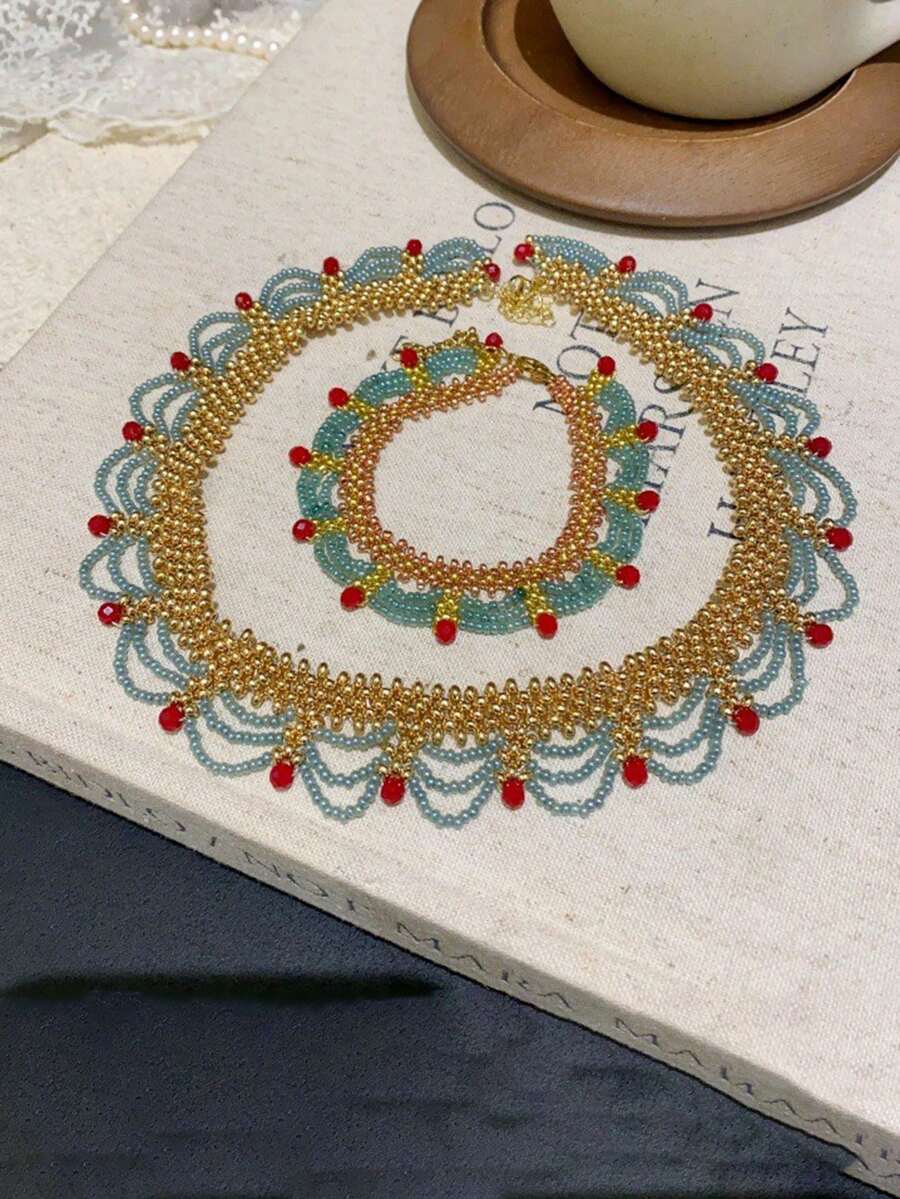 Handmade Multi-Layer Beaded Br - Layered Necklace Set recension och pris