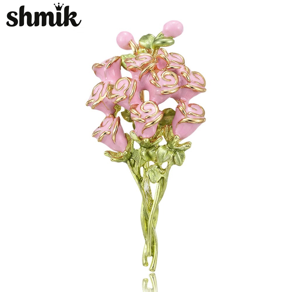 Pink Enamel Rose Bouquet Brooc - Women Accessories Bouquet recension och pris