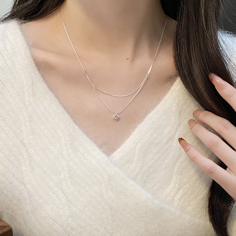 925 Sterling Silver Four Claw  - Layered Necklace Set recension och pris
