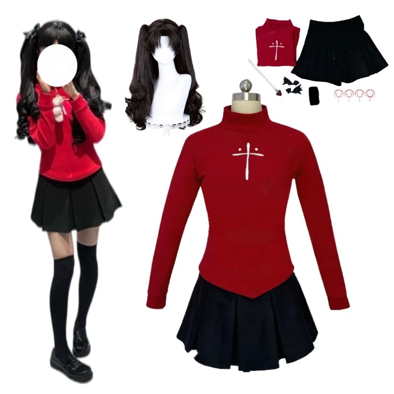 Anime Tohsaka Rin Cosplay Cost - Women'S Red Accessories recension och pris