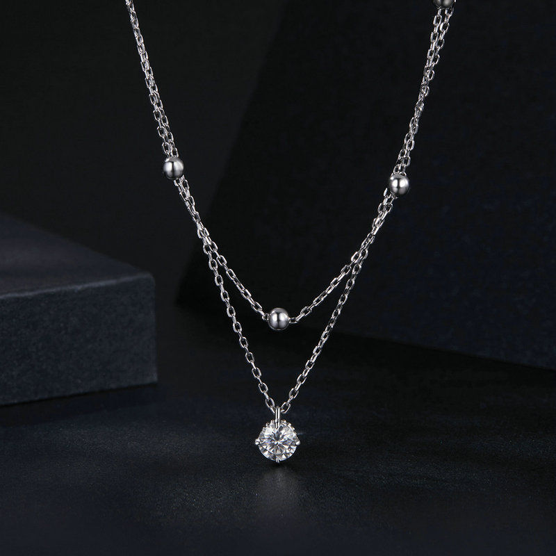 Bamoer U 0.5CT Moissanite Neck - Layered Necklace Set recension och pris
