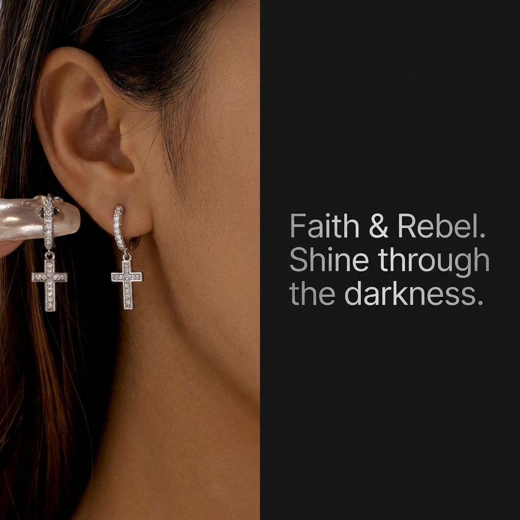 Brilliant CZ Cross Drop Earrin - Women Accessories Meaning recension och pris