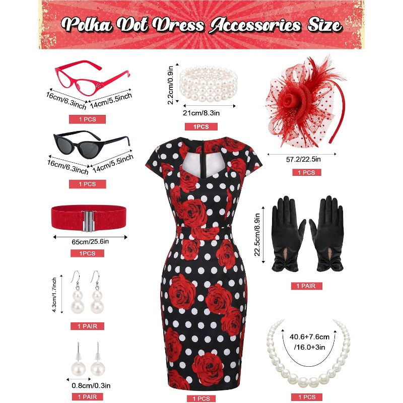 10PCS/SET Ladies Retro 1950s D - Women'S Accessories In The 1950S recension och pris